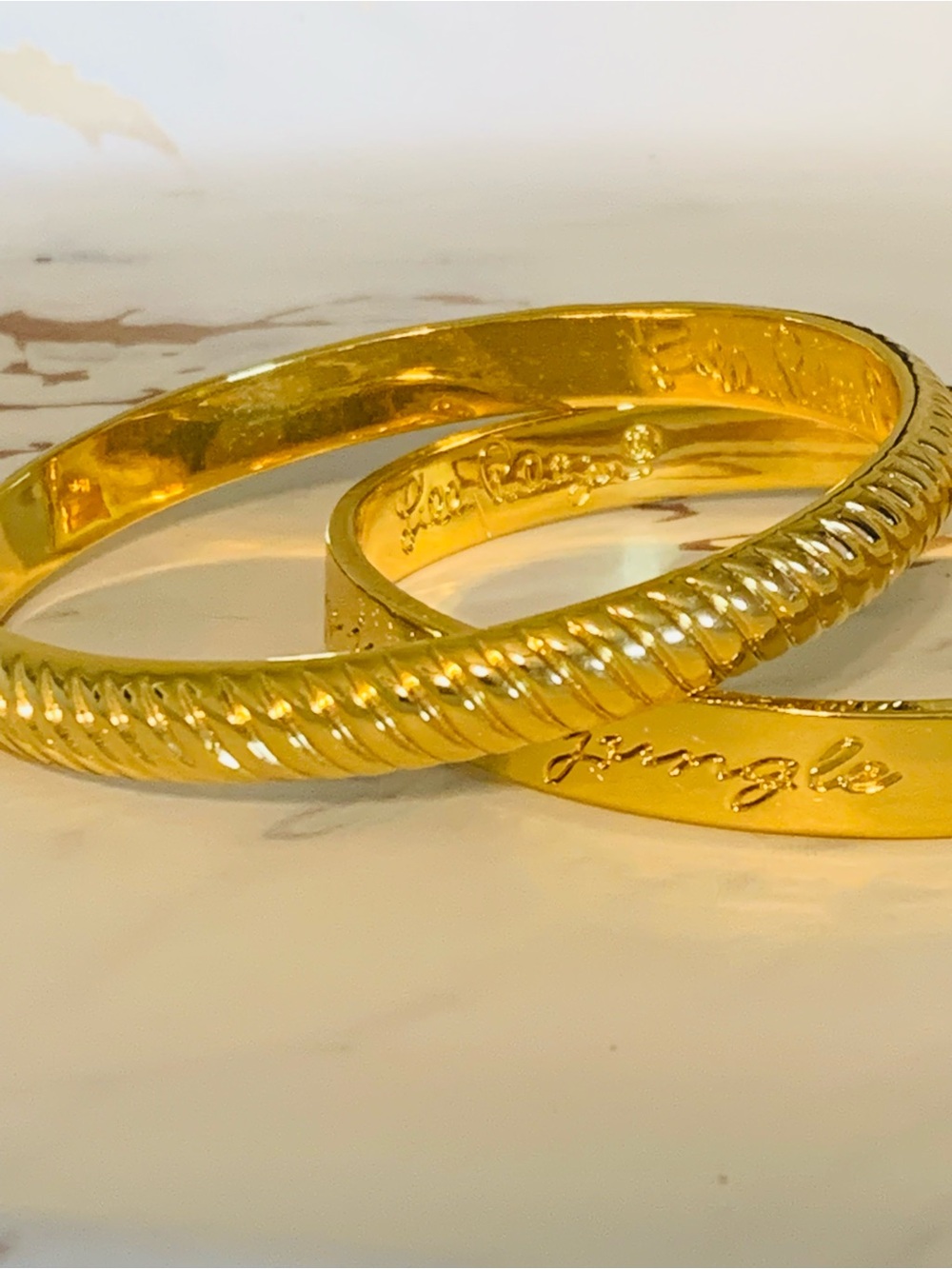 Lilly Pulitzer Gold-Tone Script Engraved Bangle Set